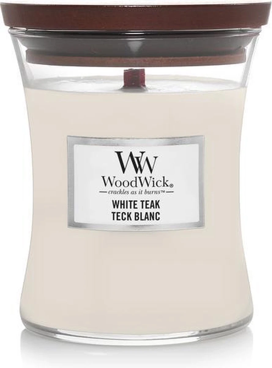 WoodWick Hourglass Medium Geurkaars - White Teak 1 WoodWick Hourglass Medium Geurkaars - White Teak