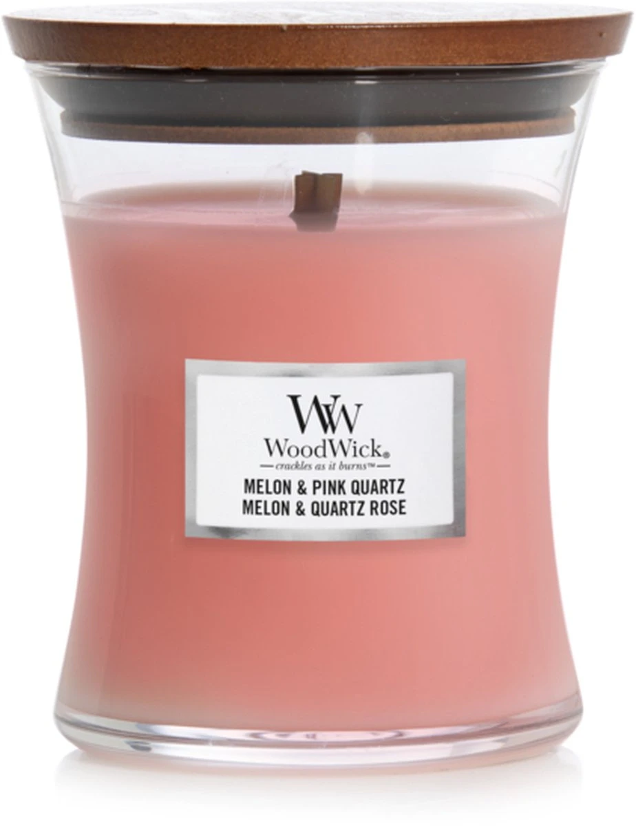 WoodWick Hourglass Medium Geurkaars - Melon & Pink Quartz 4 WoodWick Hourglass Medium Geurkaars - Melon & Pink Quartz - Afbeelding 4