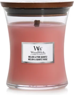 WoodWick Hourglass Medium Geurkaars - Melon & Pink Quartz
