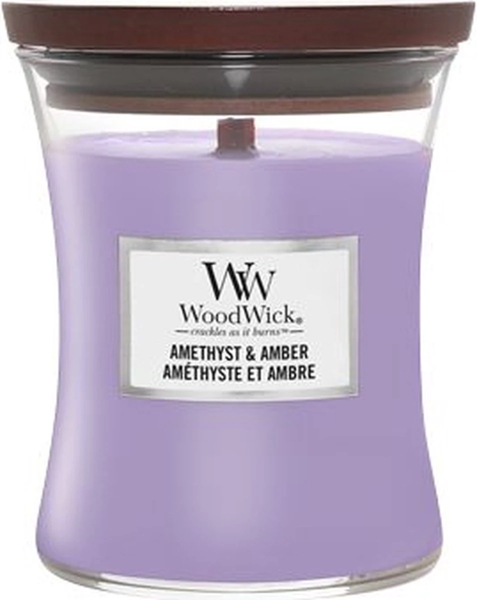WoodWick Hourglass Medium Geurkaars - Amethyst & Amber 1 WoodWick Hourglass Medium Geurkaars - Amethyst & Amber