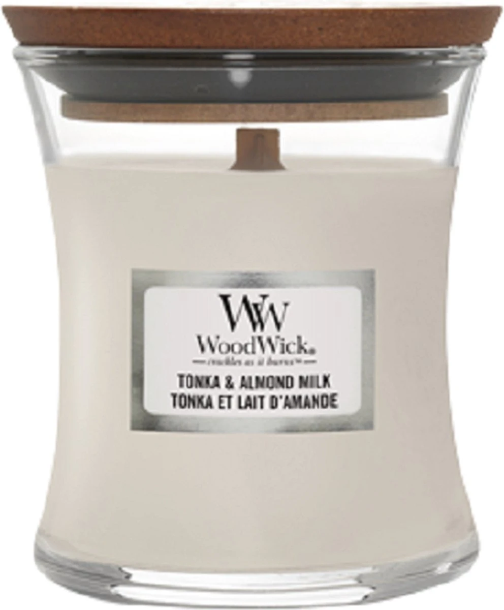 WoodWick Geurkaars Mini Tonka & Almond Milk - 8 Cm / ø 7 Cm 1 WoodWick Geurkaars Mini Tonka & Almond Milk - 8 Cm / ø 7 Cm