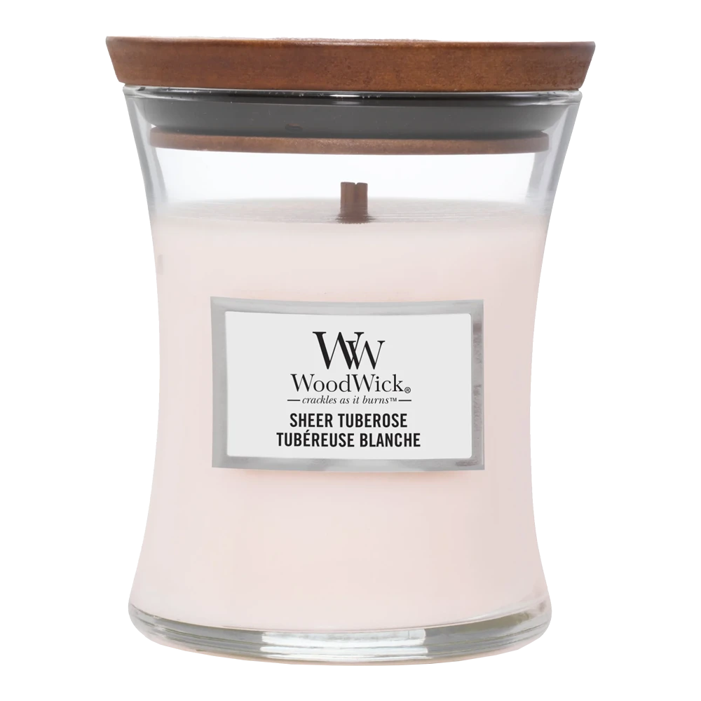 Woodwick Sheer Tuberose Medium Candle - Geurkaars 1 Woodwick Sheer Tuberose Medium Candle - Geurkaars