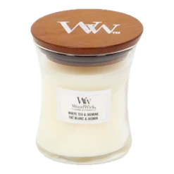 Woodwick White Tea & Jasmine Mini Candle - Geurkaars