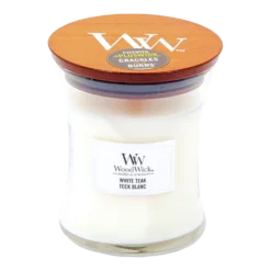 Woodwick White Teak Medium Candle - Geurkaars